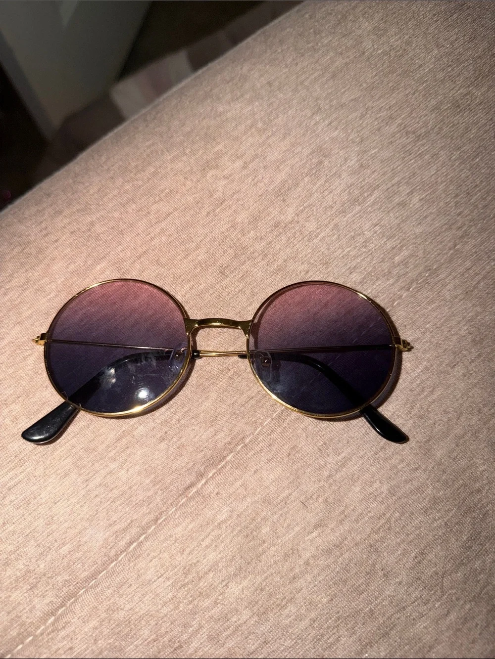 Target Gold Frame Sunglasses with Gradient Purple Lenses
